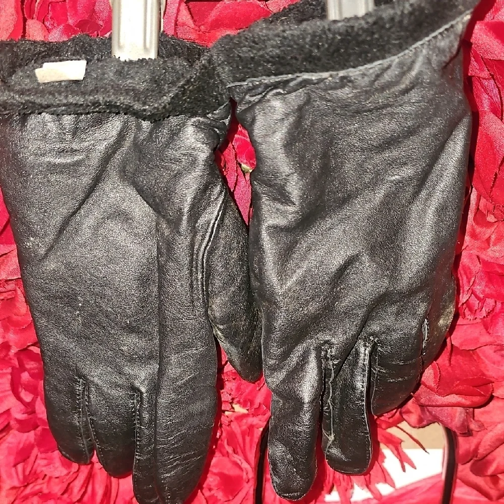 Charter Club Women's Black Leather Gloves Size Xlarge